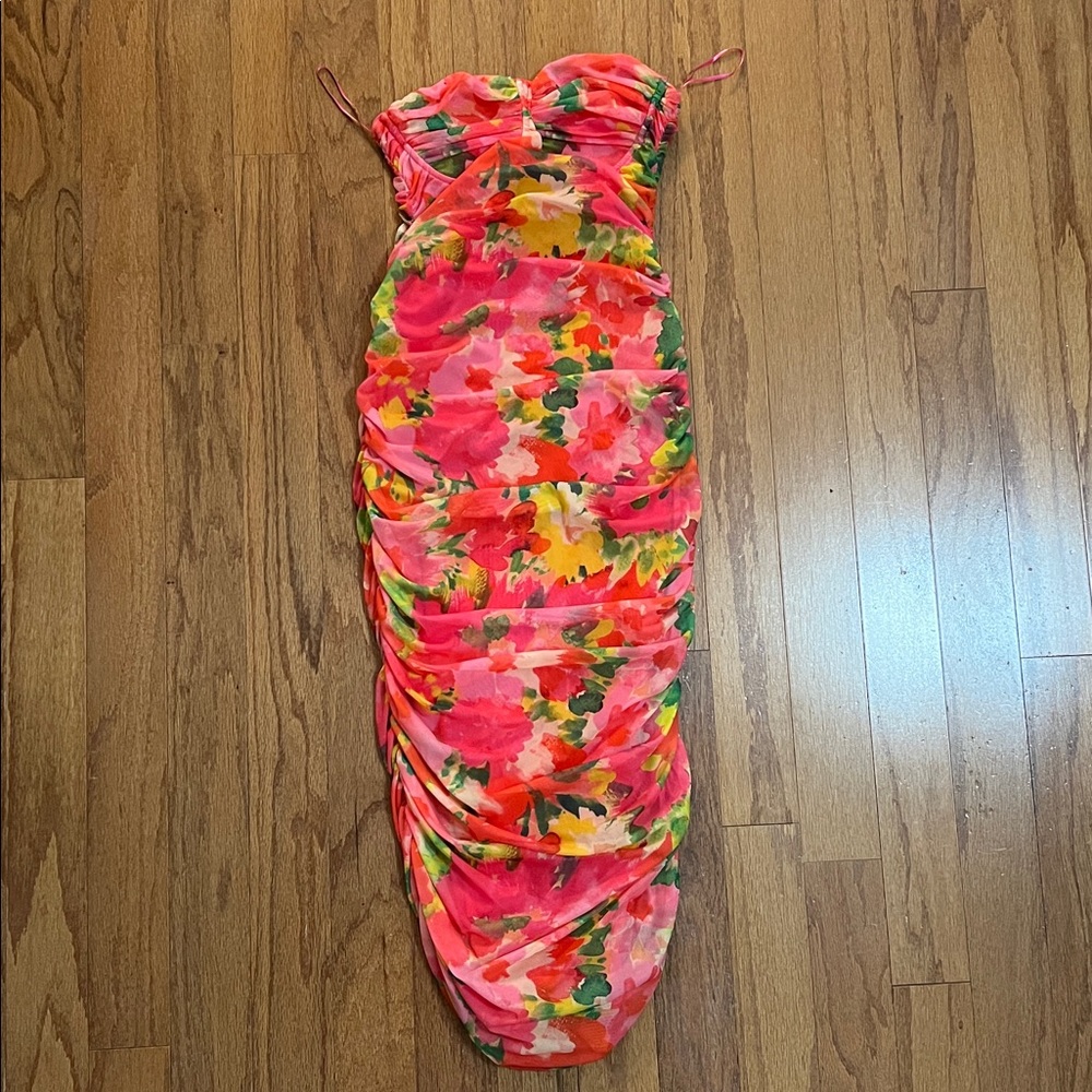 Zara Floral Strapless Midi Dress - Multicolor